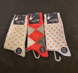 GAP Women's Crew Socks Set - Gray, Red, Light Blue with Patterns